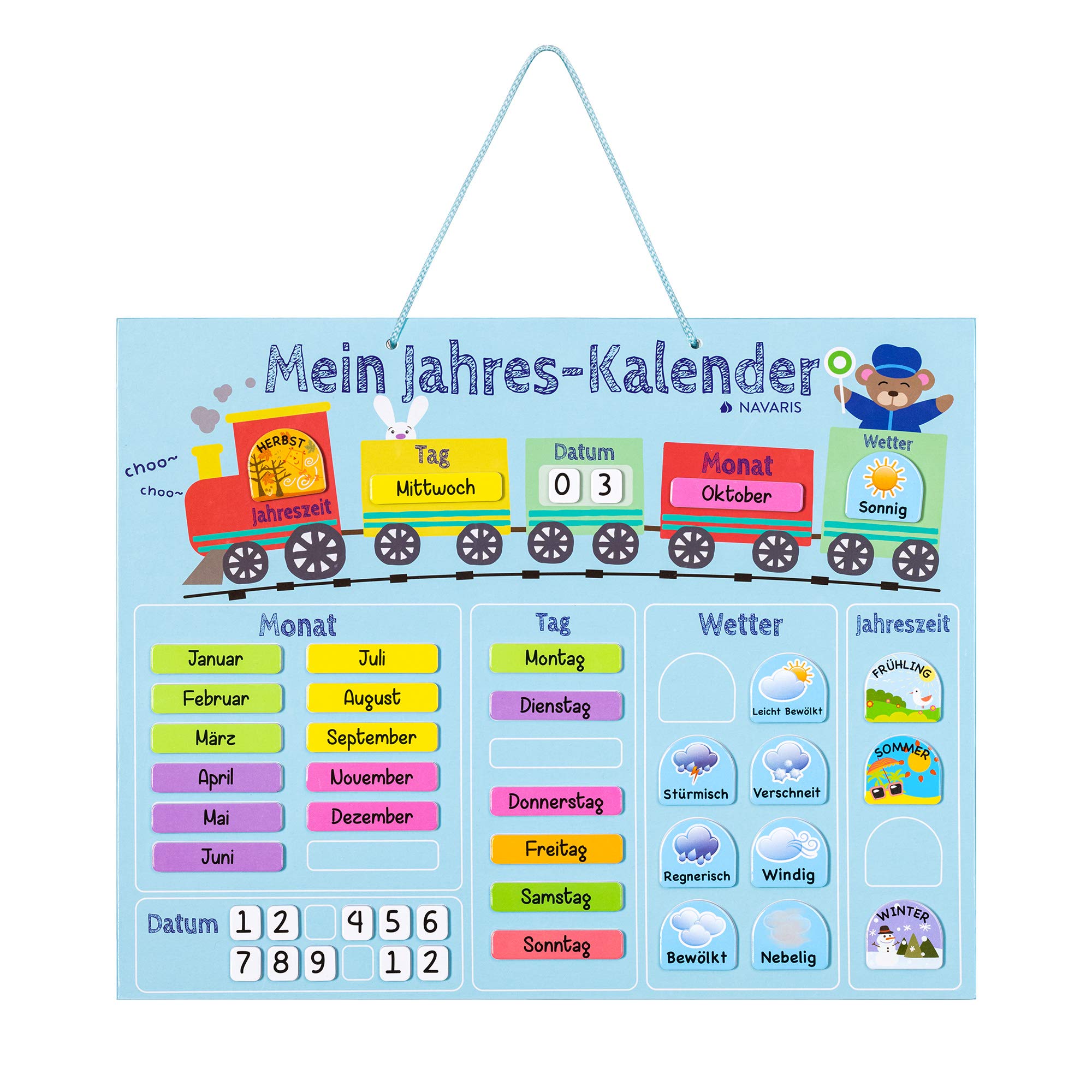navaris-kitchen-kinderkalender-magnettafel-blau-deutsch-magnetisch image 1