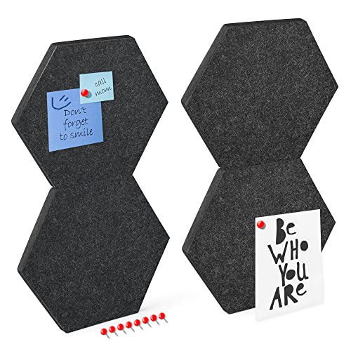 navaris-filz-memoboard-sechseckig-pinnwand-4er-set-dunkelgrau image 8