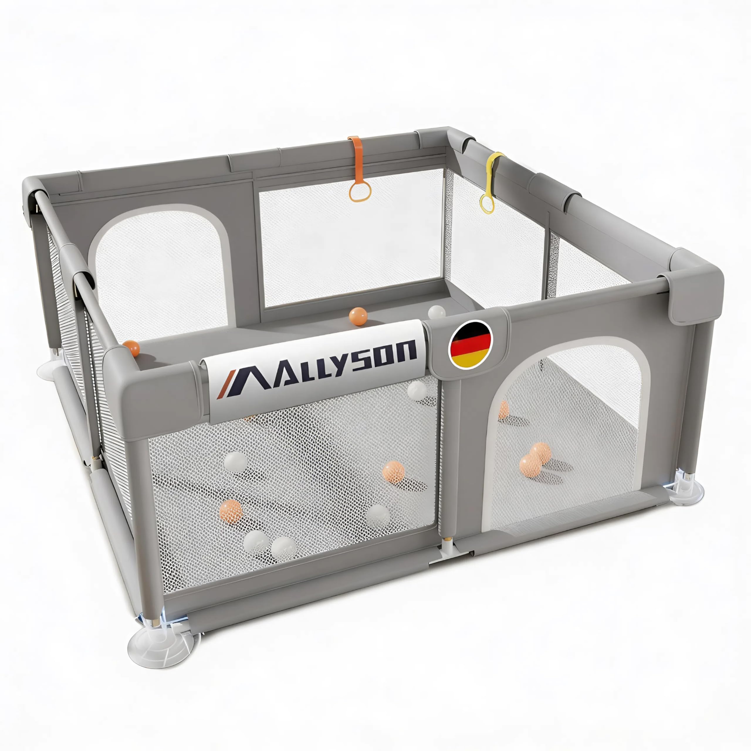 allyson-baby-laufstall-130x130cm-grau-mit-matte image 1