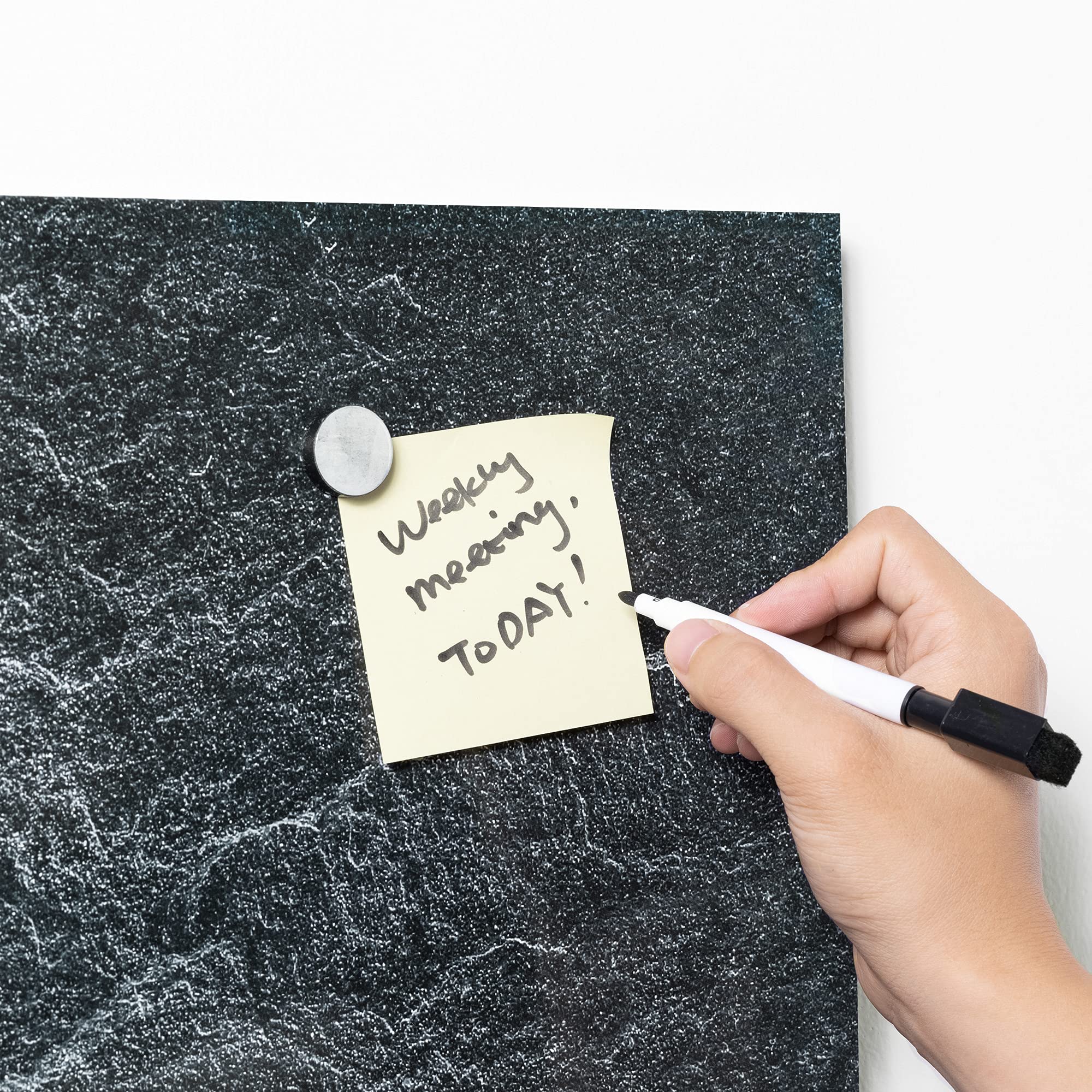 navaris-magnettafel-glas-memoboard-60x40-stone-schwarz image 3