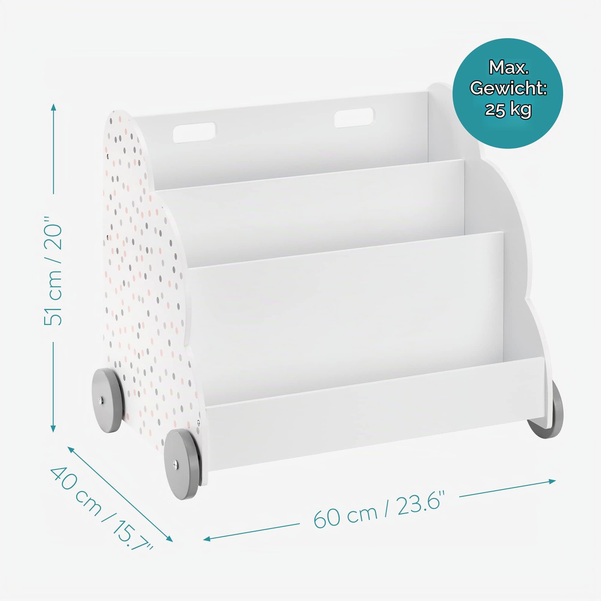 navaris-living-kinder-b-cherregal-wei-mit-rollen-60x51x40-cm image 3