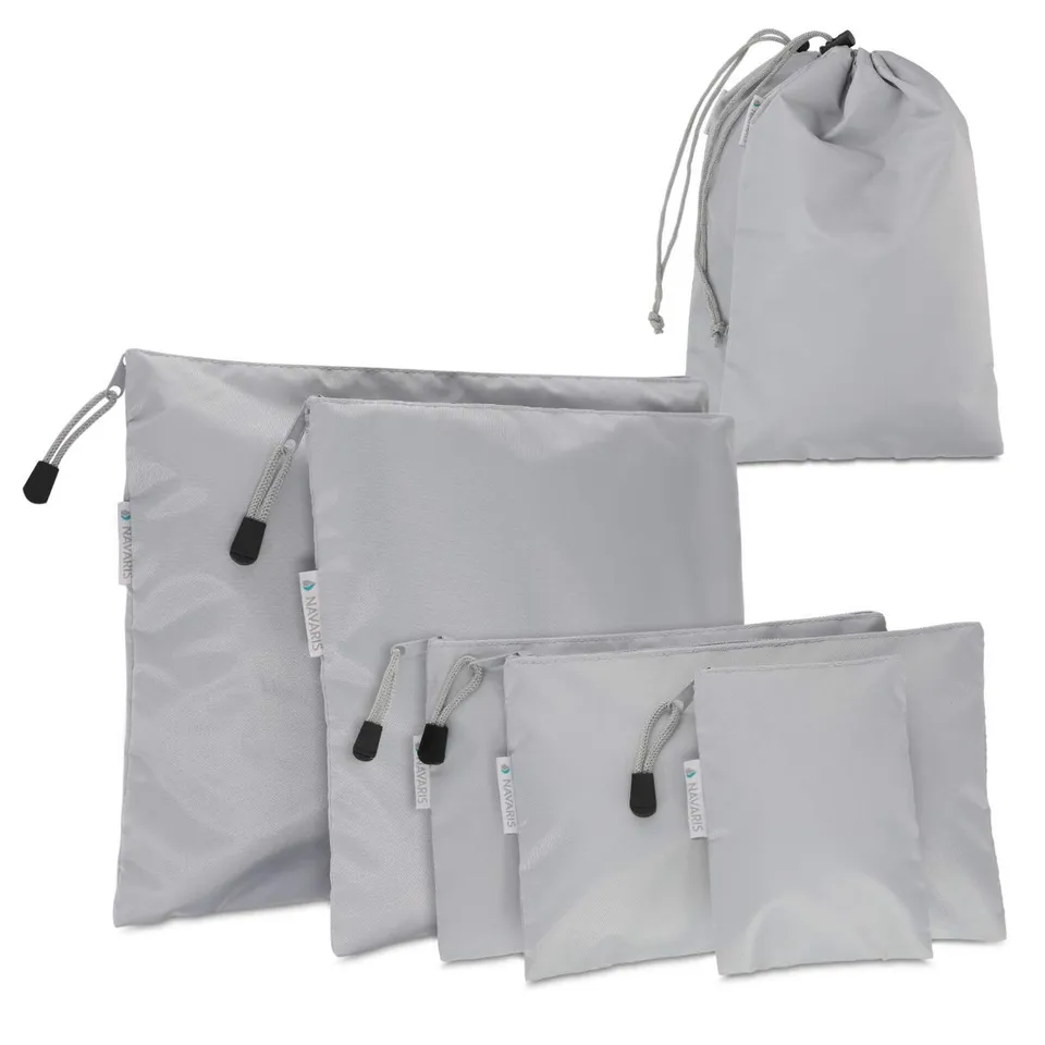 navaris-travel-koffer-packbeutel-set-7-teilig-packtaschen-hellgrau image 1