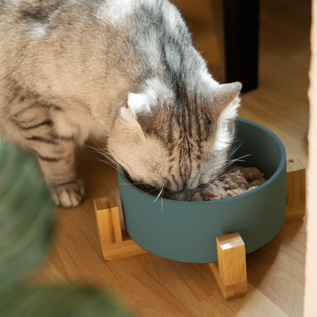 navaris-animals-futternapf-katze-keramik-2x850ml-gr-n-bambus image 2
