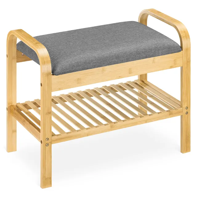 navaris-living-schuhregal-sitzbank-bambus-60x50x33cm-grau image 1