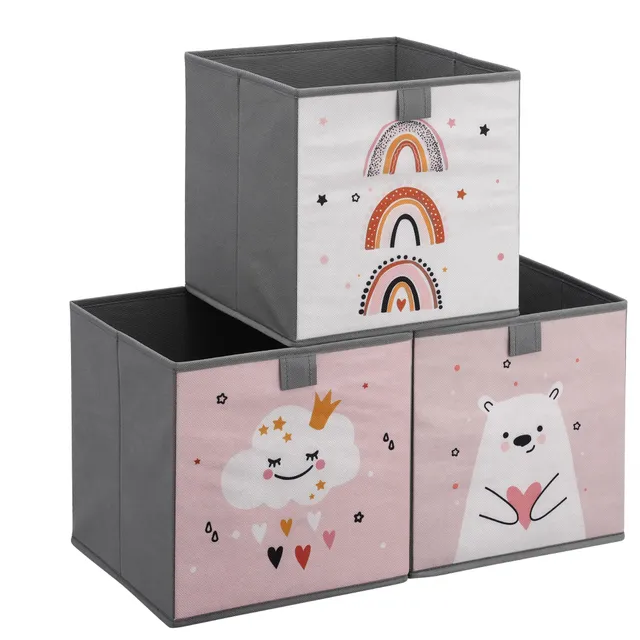 navaris-children-aufbewahrungsbox-28cm-3er-set-tier-motiv-faltbar image 1