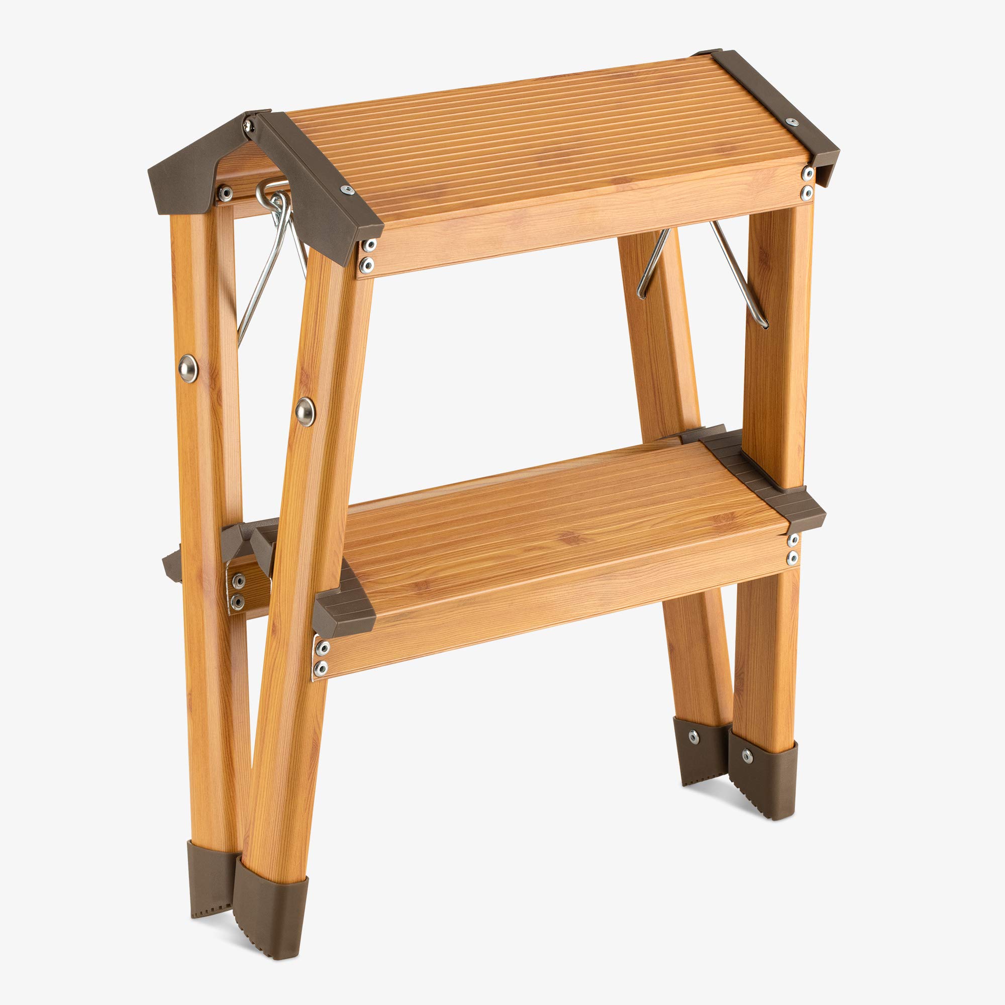 navaris-living-klapptritt-alu-2-stufen-holzoptik-bis-150-kg image 5