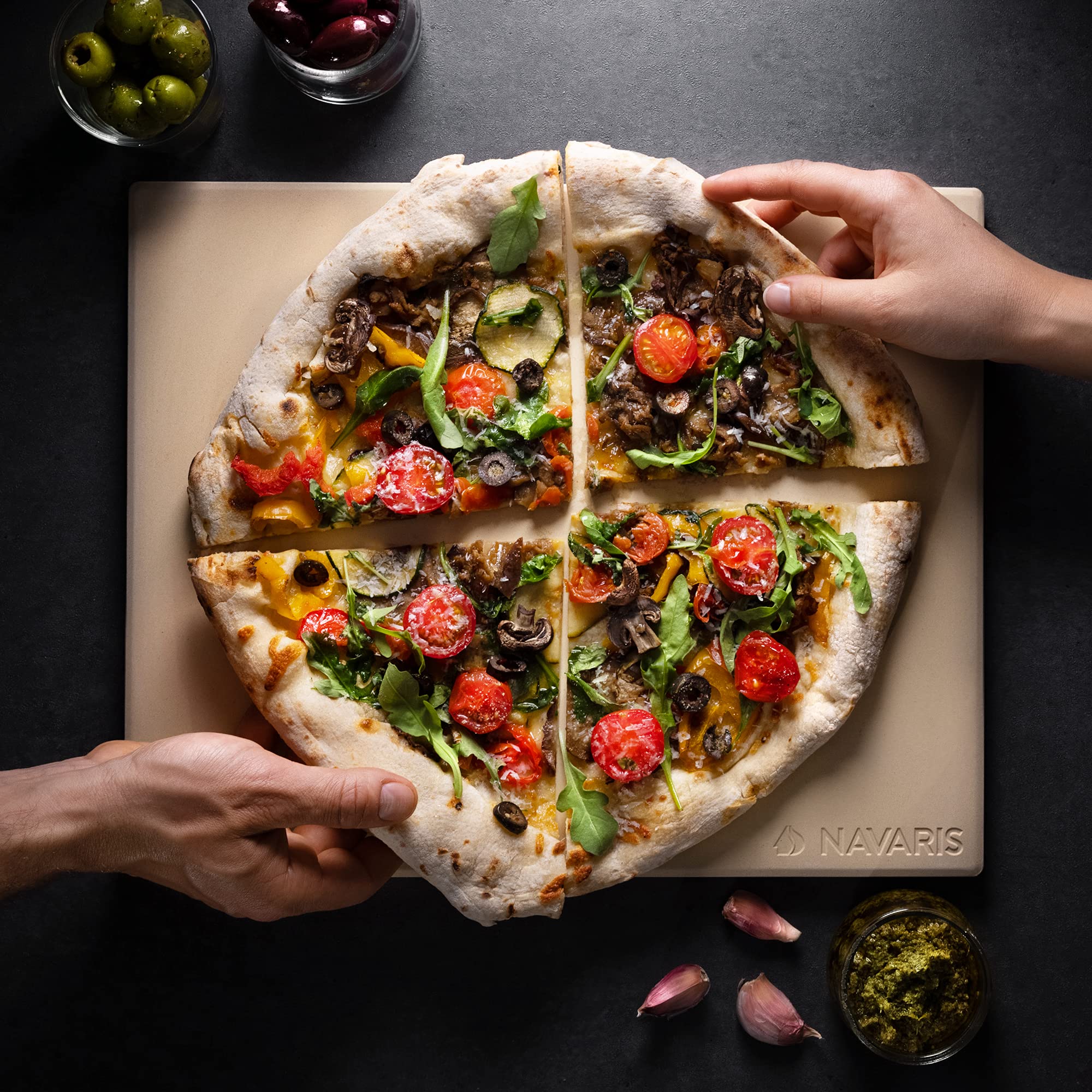 navaris-kitchen-pizzastein-cordierit-38x30-mit-schaufel image 2