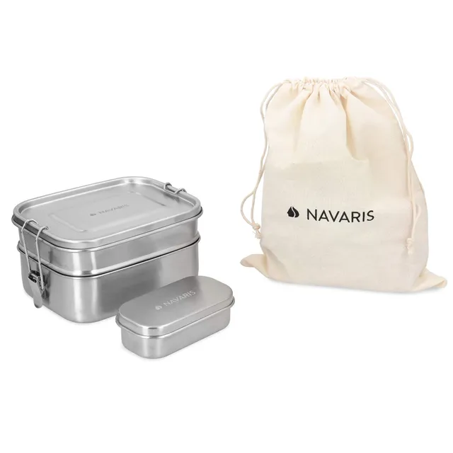 navaris-kitchen-brotdosen-set-edelstahl-3tlg-lunchbox-auslaufsicher image 1