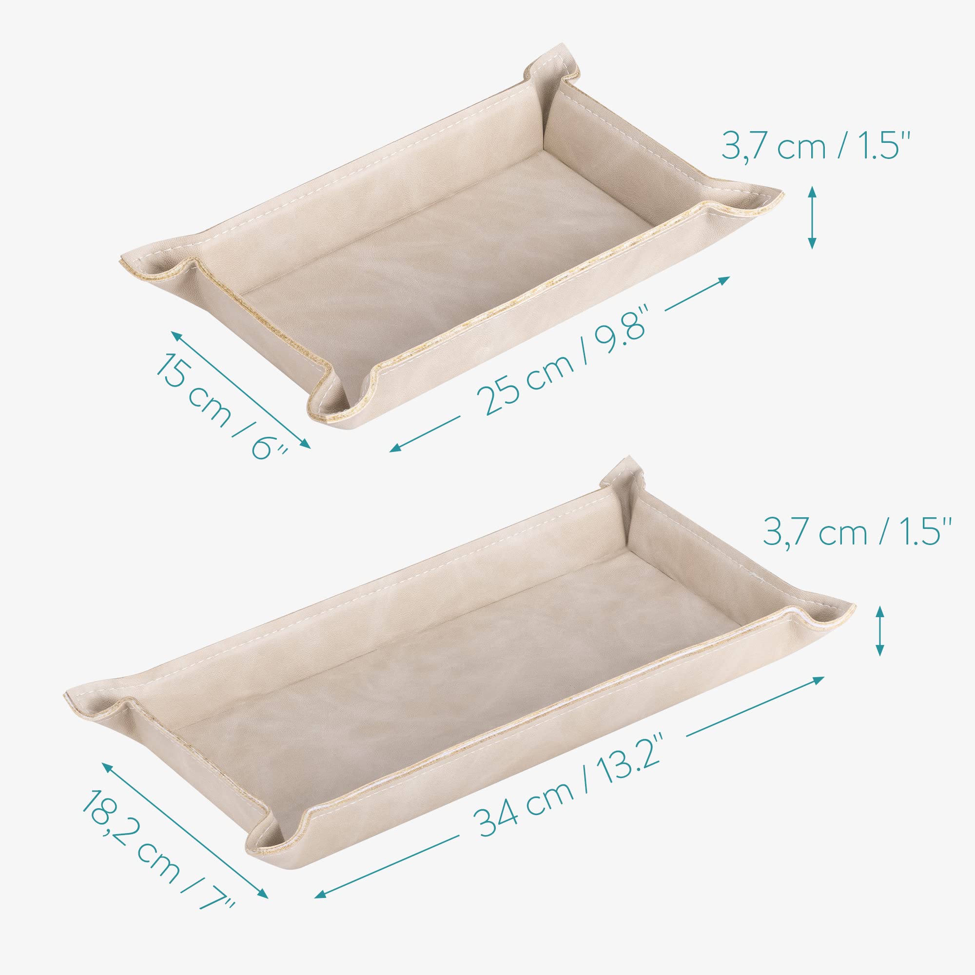 navaris-beauty-lederschale-tablett-2er-set-beige-kunstleder image 6