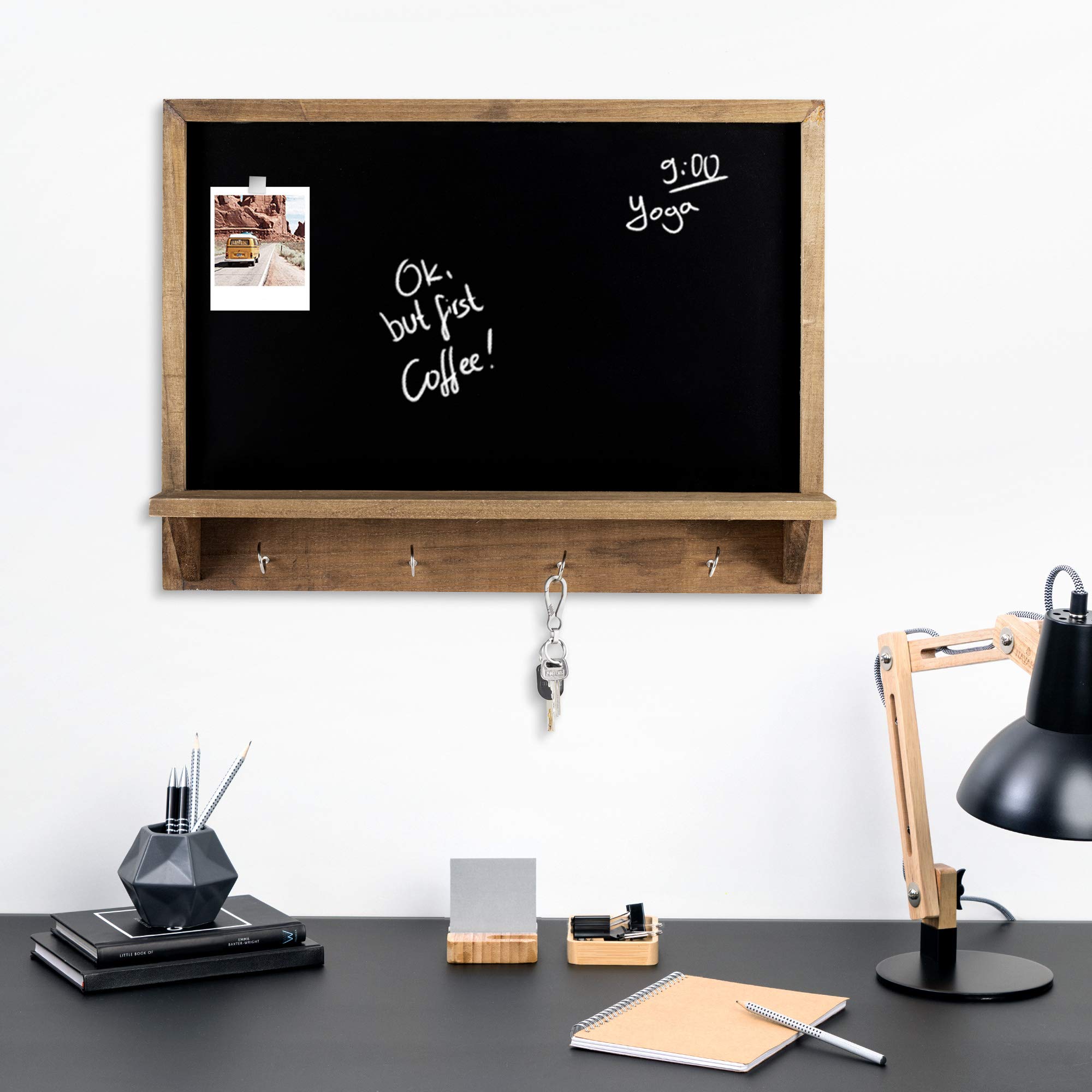 navaris-kreidetafel-mit-schl-sselbrett-und-briefablage-holz-inkl-kreide image 2