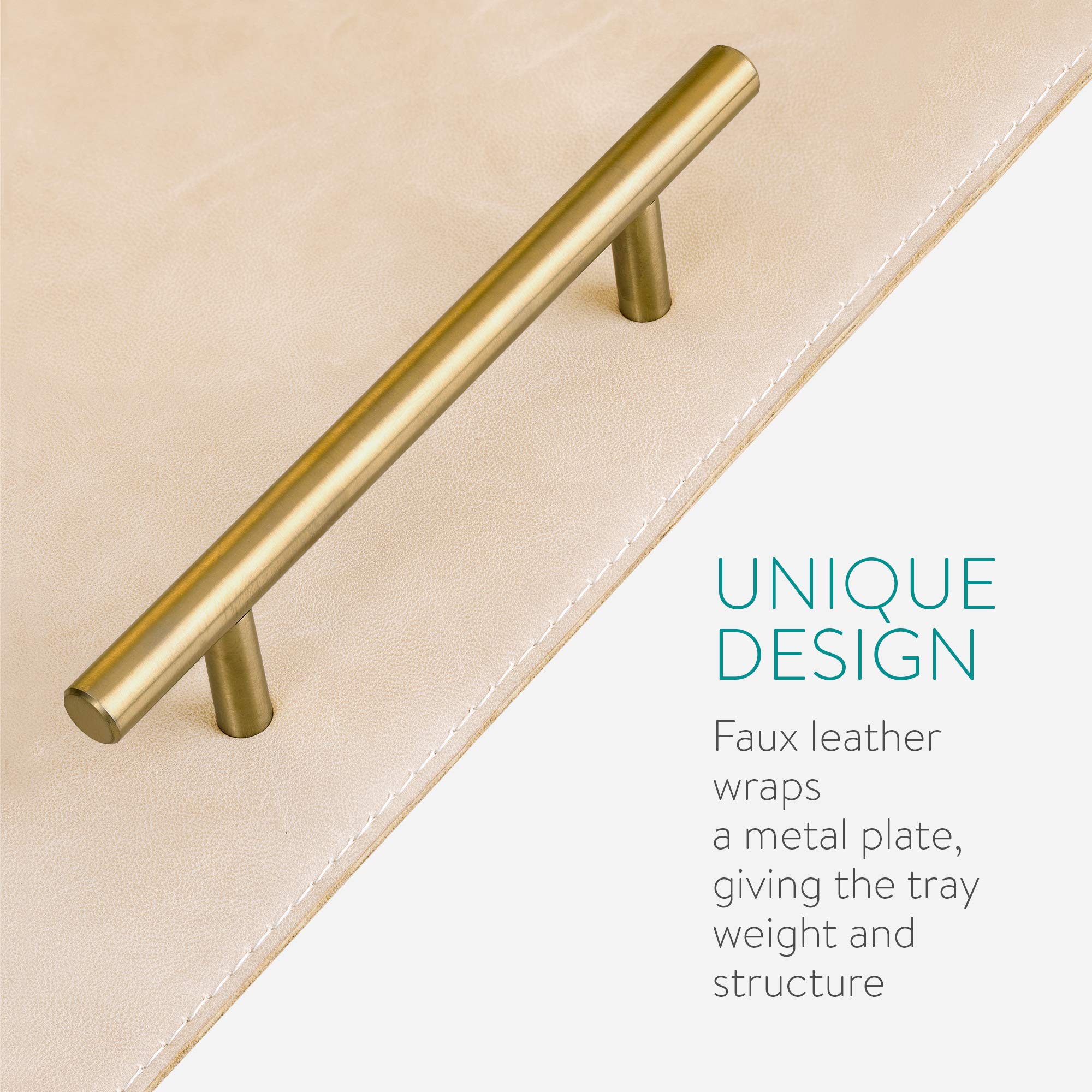 navaris-serviertablett-metall-kunstleder-beige-45x30-cm-griffe image 3
