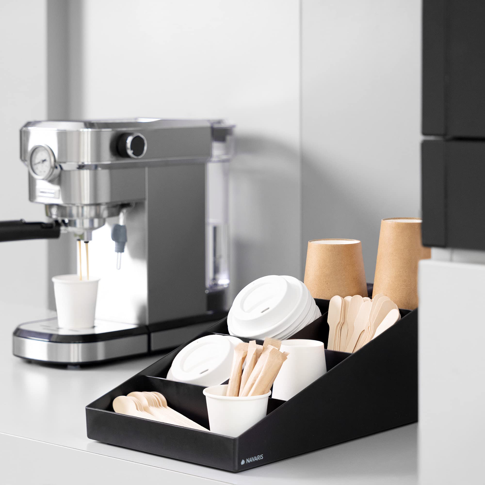 navaris-kaffee-organizer-kaffeebar-7-f-cher-aufbewahrungsbox-schwarz image 2