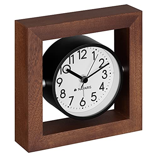 navaris-living-tischuhr-holz-analog-dunkelbraun-lautlos-13cm image 8