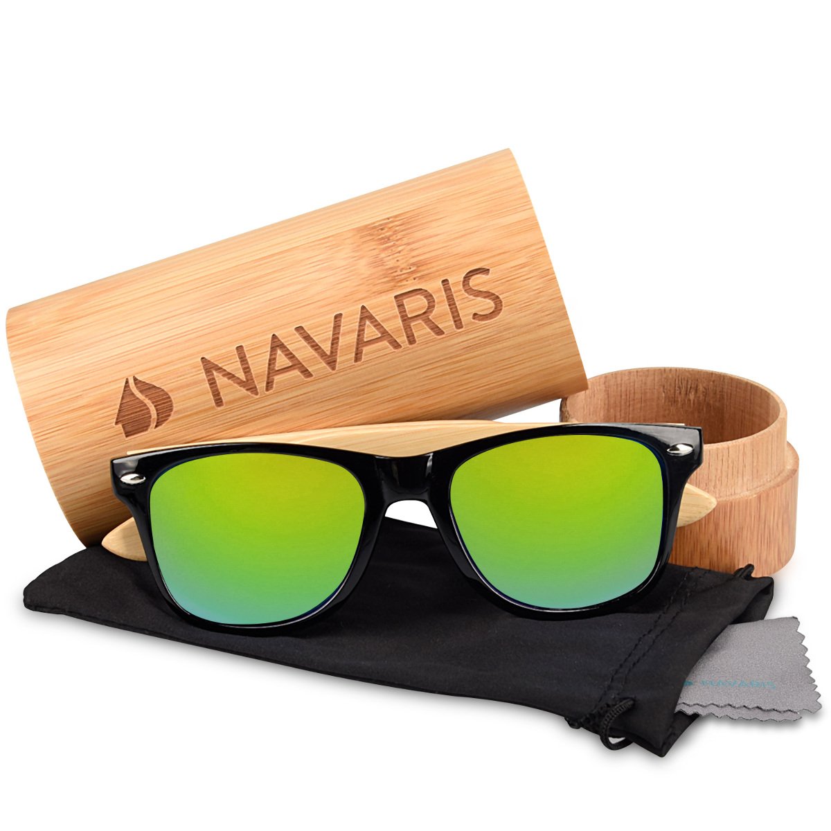 navaris-holz-sonnenbrille-uv400-bambus-unisex-mit-etui image 4