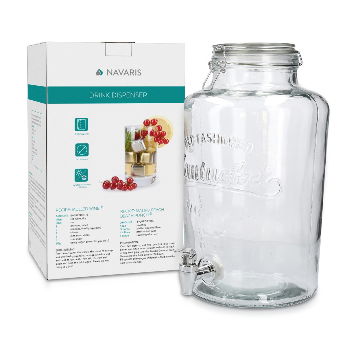 navaris-getr-nkespender-glas-8-l-mit-hahn-b-gelverschluss image 7