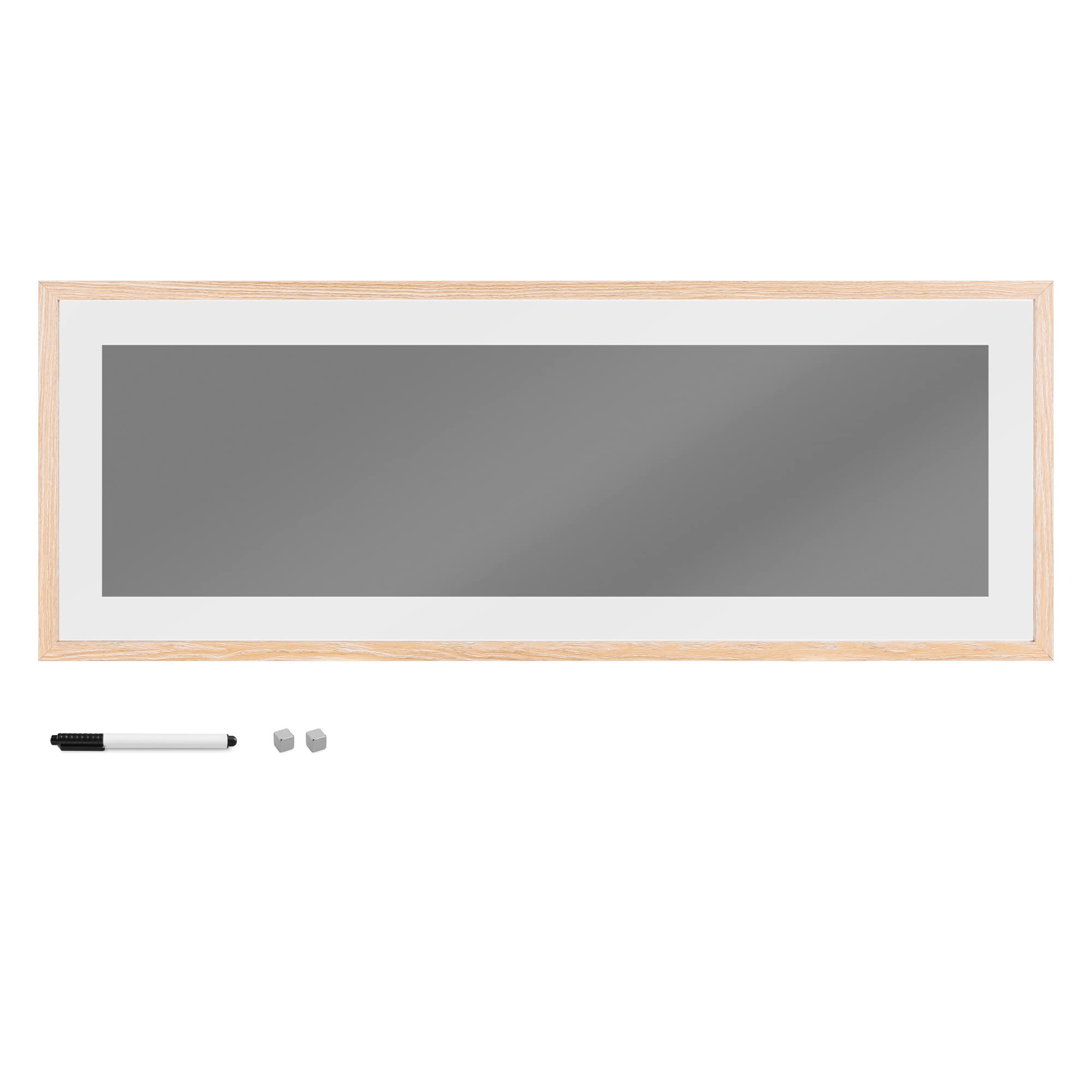 navaris-memoboard-glas-80x30cm-grau-mit-stift image 1