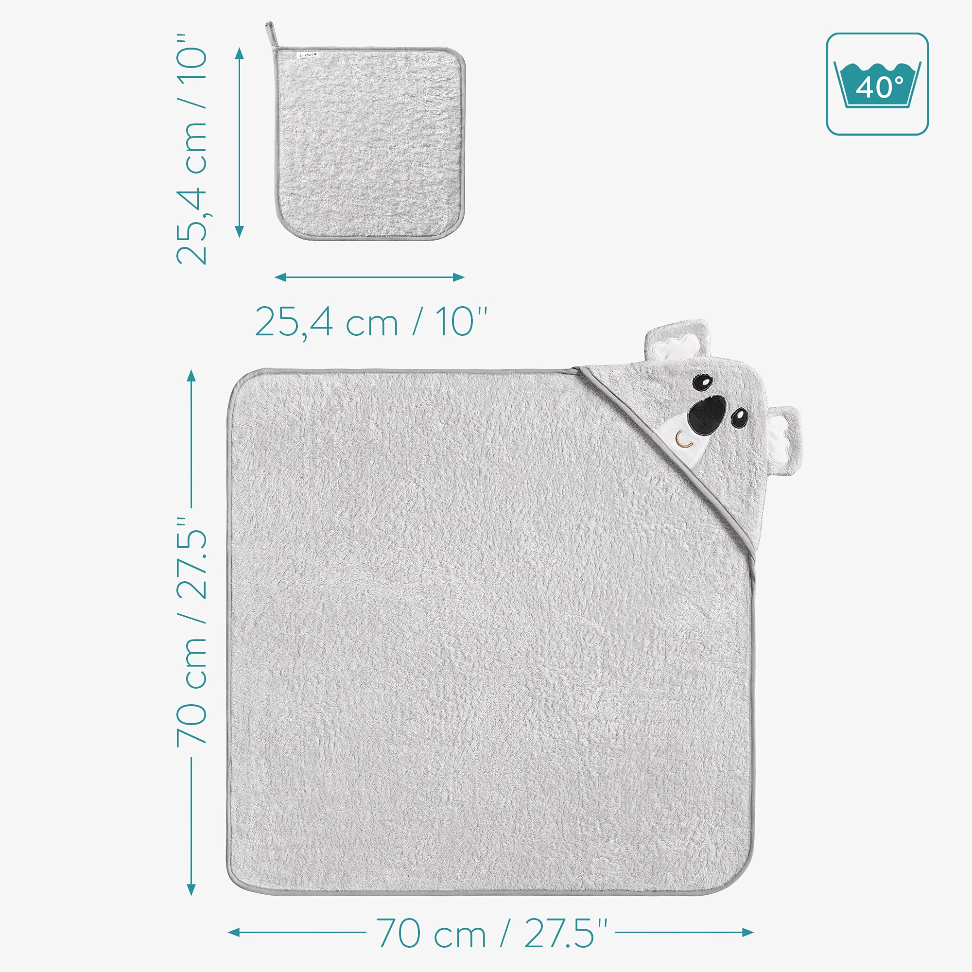 navaris-baby-handtuch-kapuze-bambus-koala-70x70-cm-set image 4