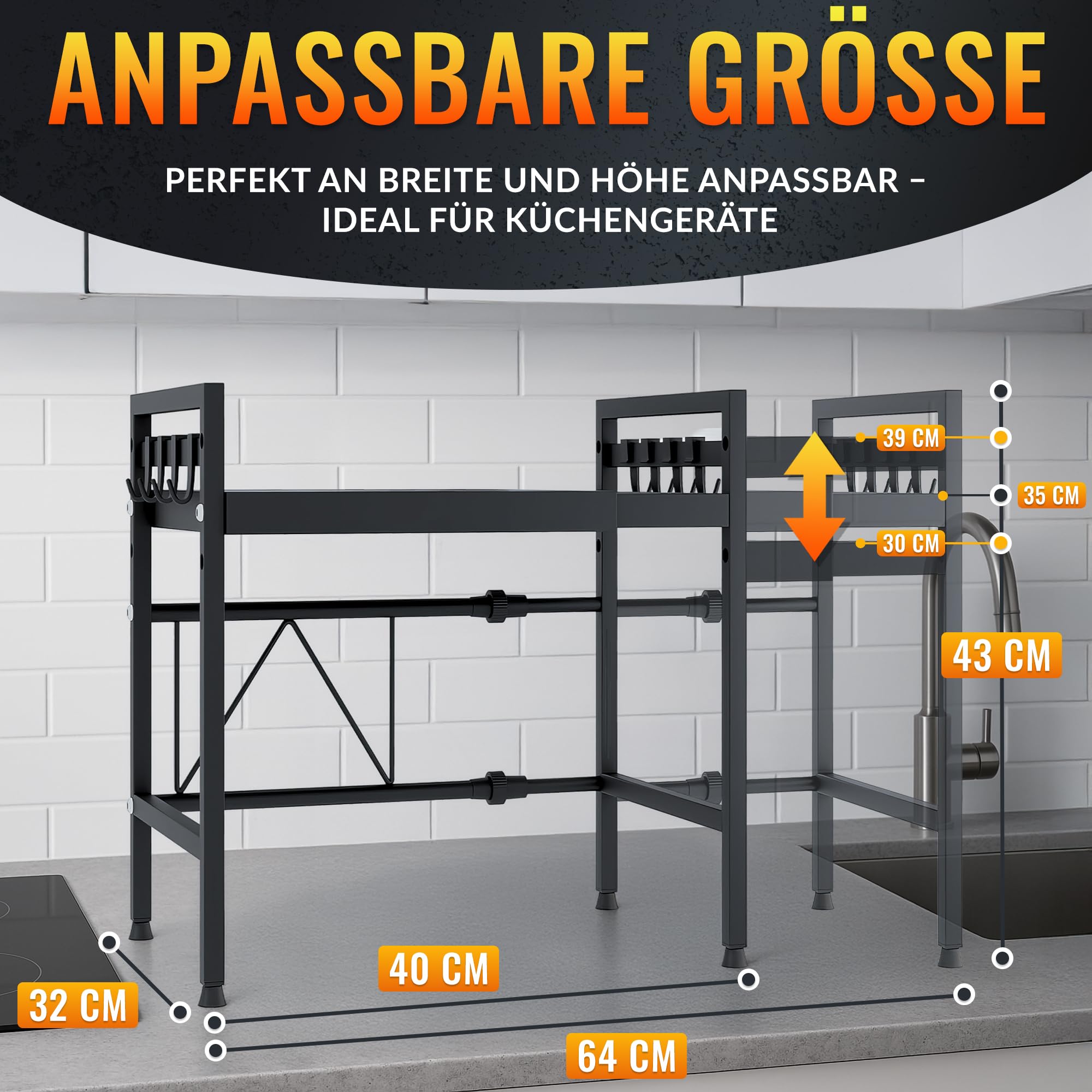 allyson-mikrowellenregal-2-stufig-verstellbar-eisen-mit-haken image 2
