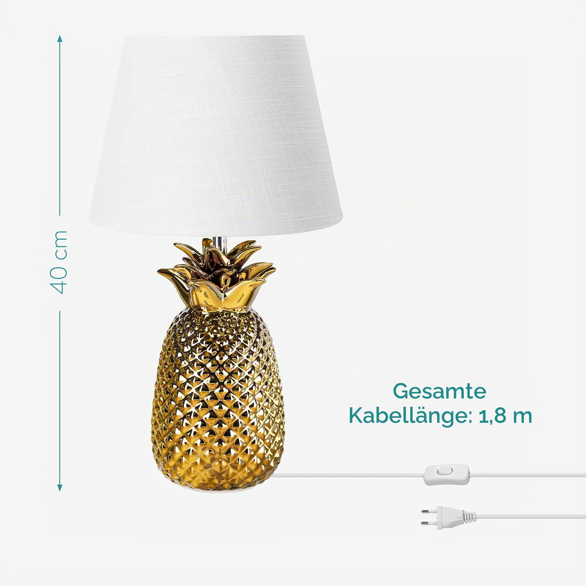 navaris-ananas-tischlampe-40cm-keramik-e27-gold-wei image 4