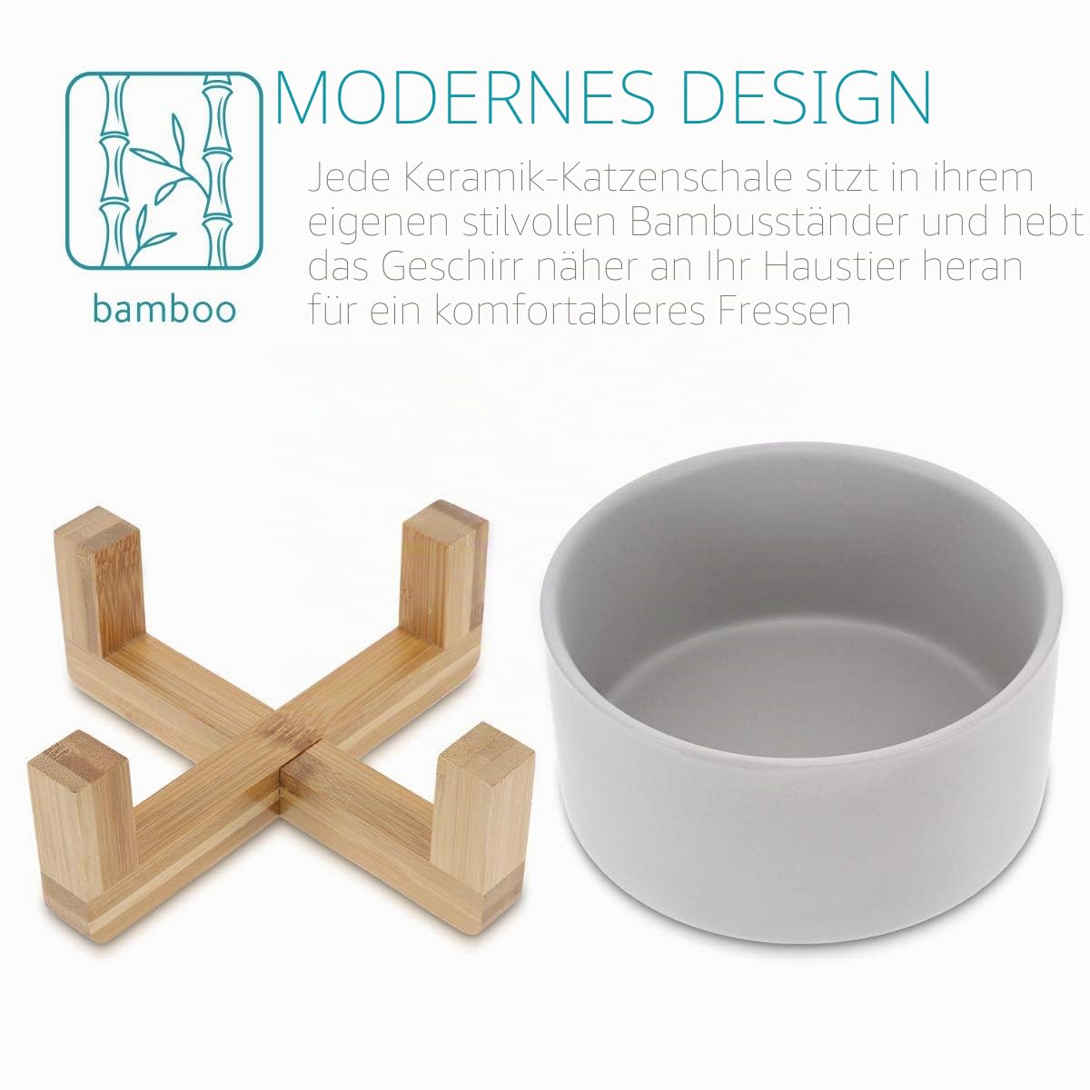 navaris-futternapf-katze-2x-keramik-grau-mit-bambushalter image 3