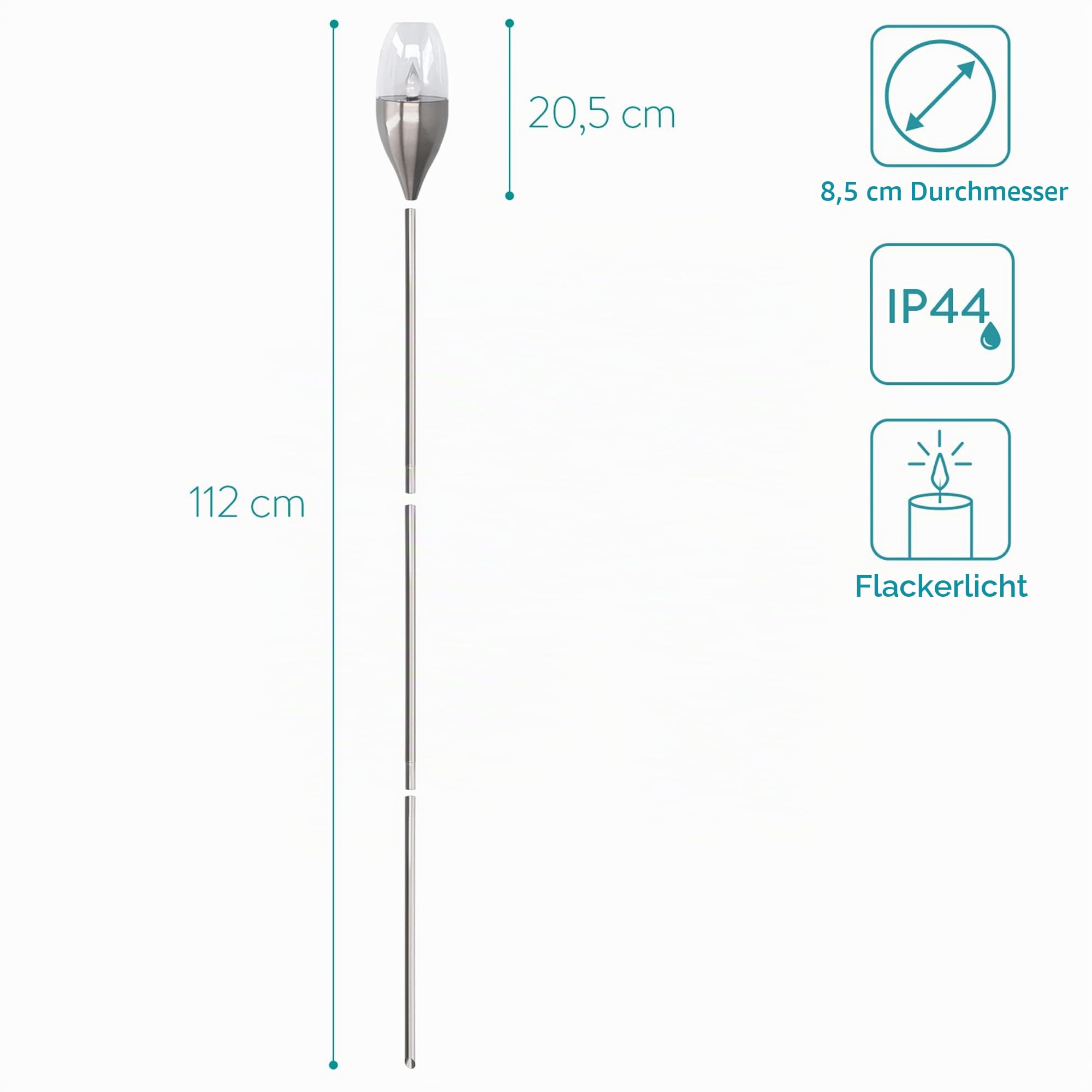 navaris-led-solar-gartenfackel-4er-set-edelstahl-112-cm image 6