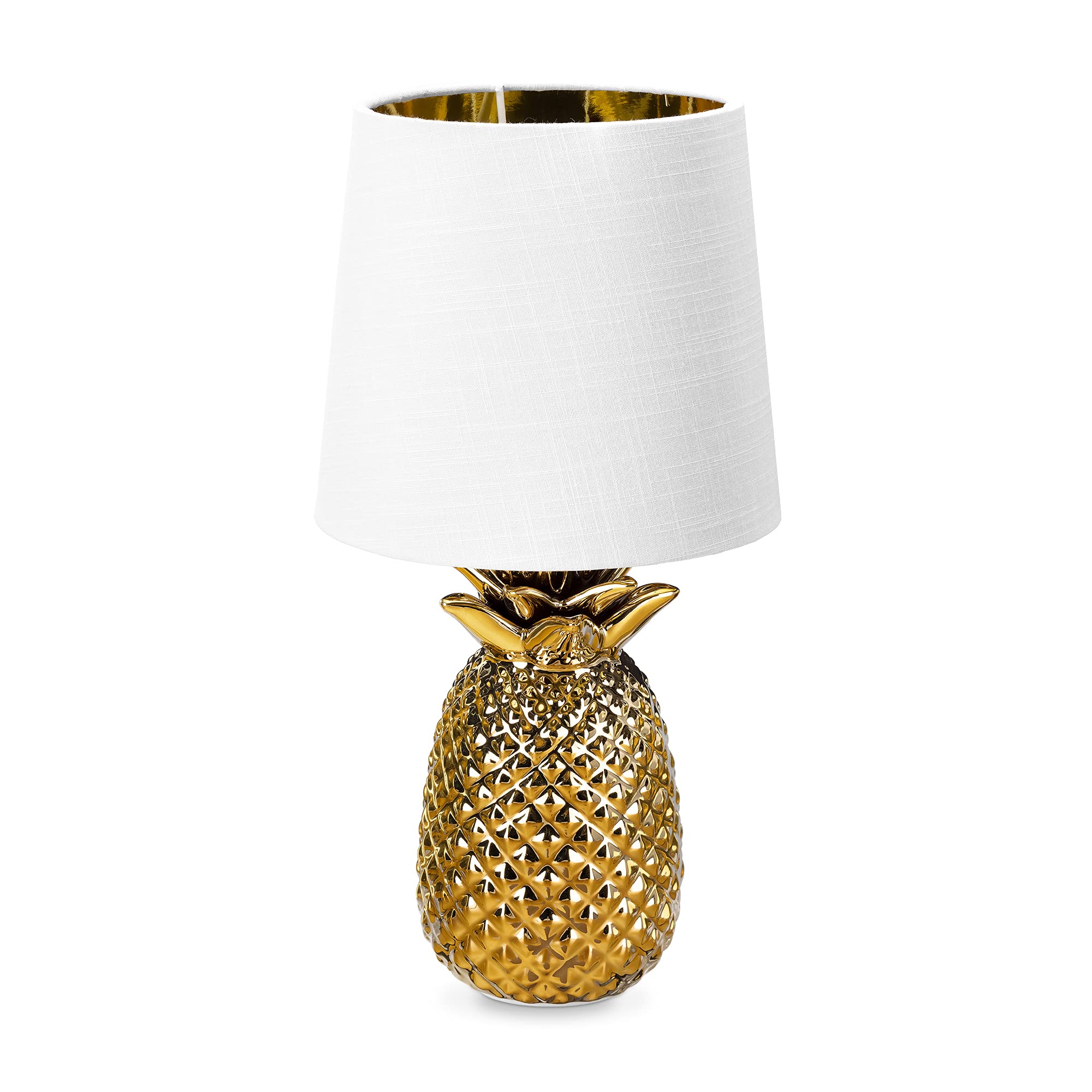 navaris-tischlampe-ananas-35cm-keramiklampe-e14-gold-wei image 1