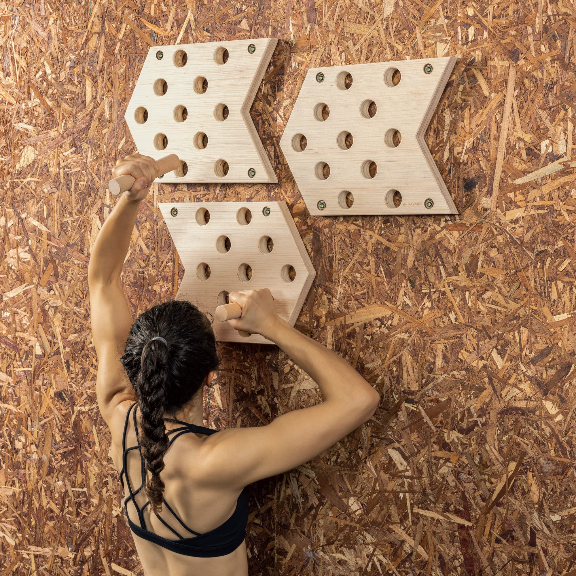 navaris-sport-pegboard-kletterbrett-3er-set-holz-bis-150-kg image 2