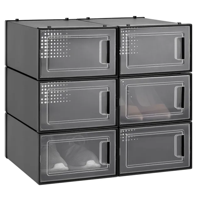 navaris-living-schuhbox-6er-set-transparent-stapelbar image 1