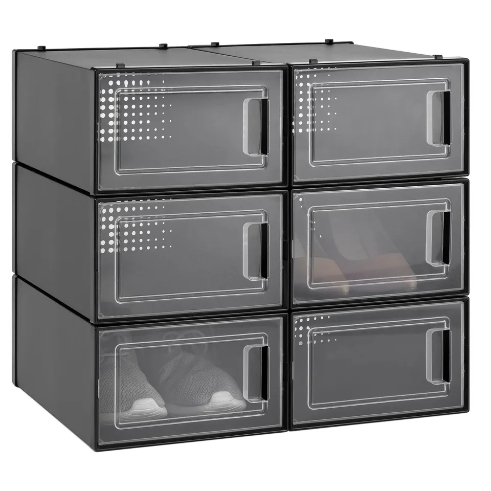 navaris-living-schuhbox-6er-set-transparent-stapelbar image 1