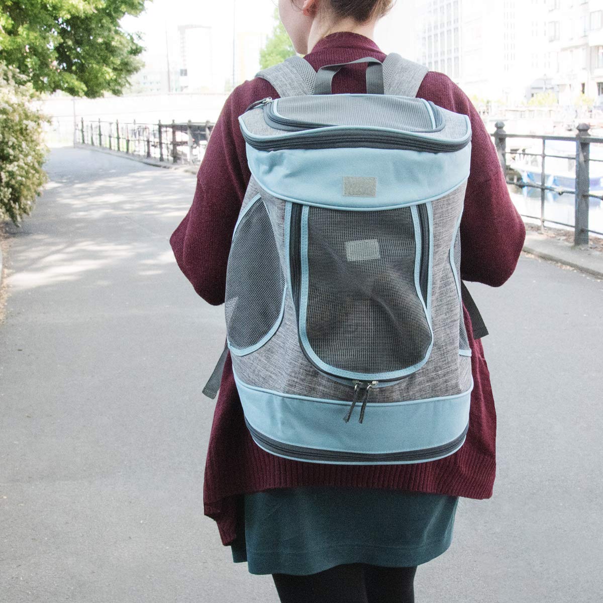 navaris-animals-katzenrucksack-blau-15kg-faltbar-gepolstert image 2