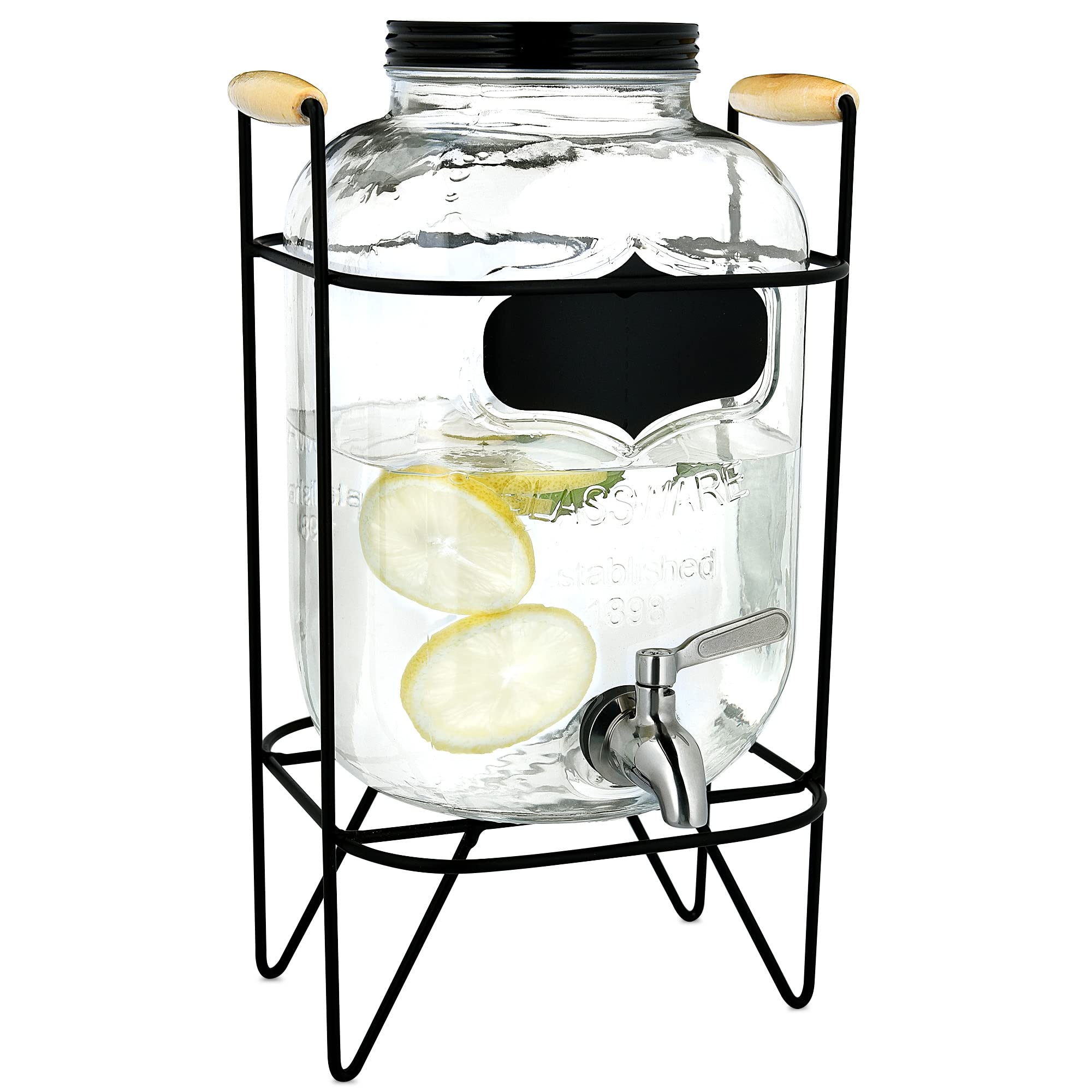 navaris-getr-nkespender-5-liter-glas-mit-edelstahl-zapfhahn-st-nder image 1