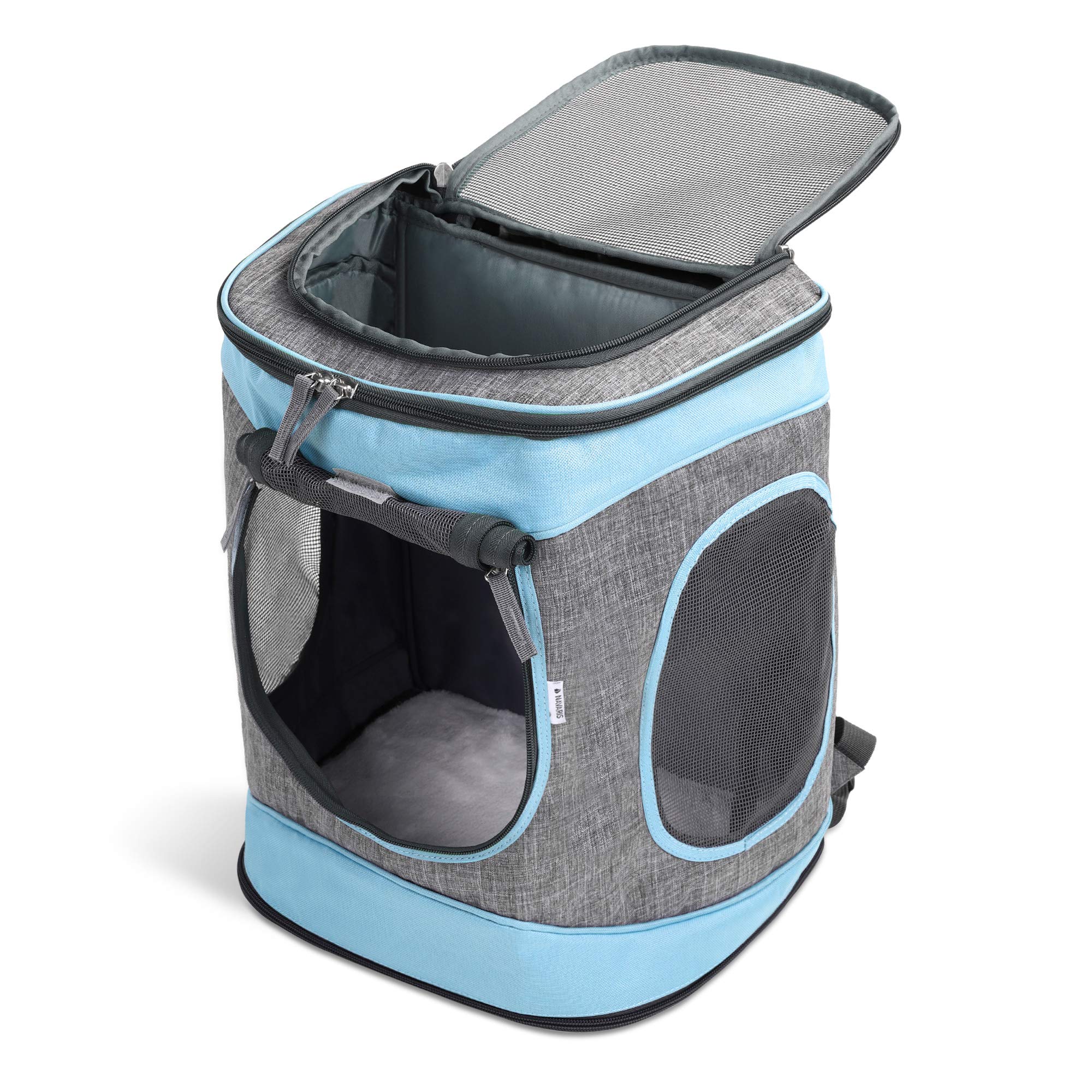 navaris-animals-katzenrucksack-blau-15kg-faltbar-gepolstert image 7