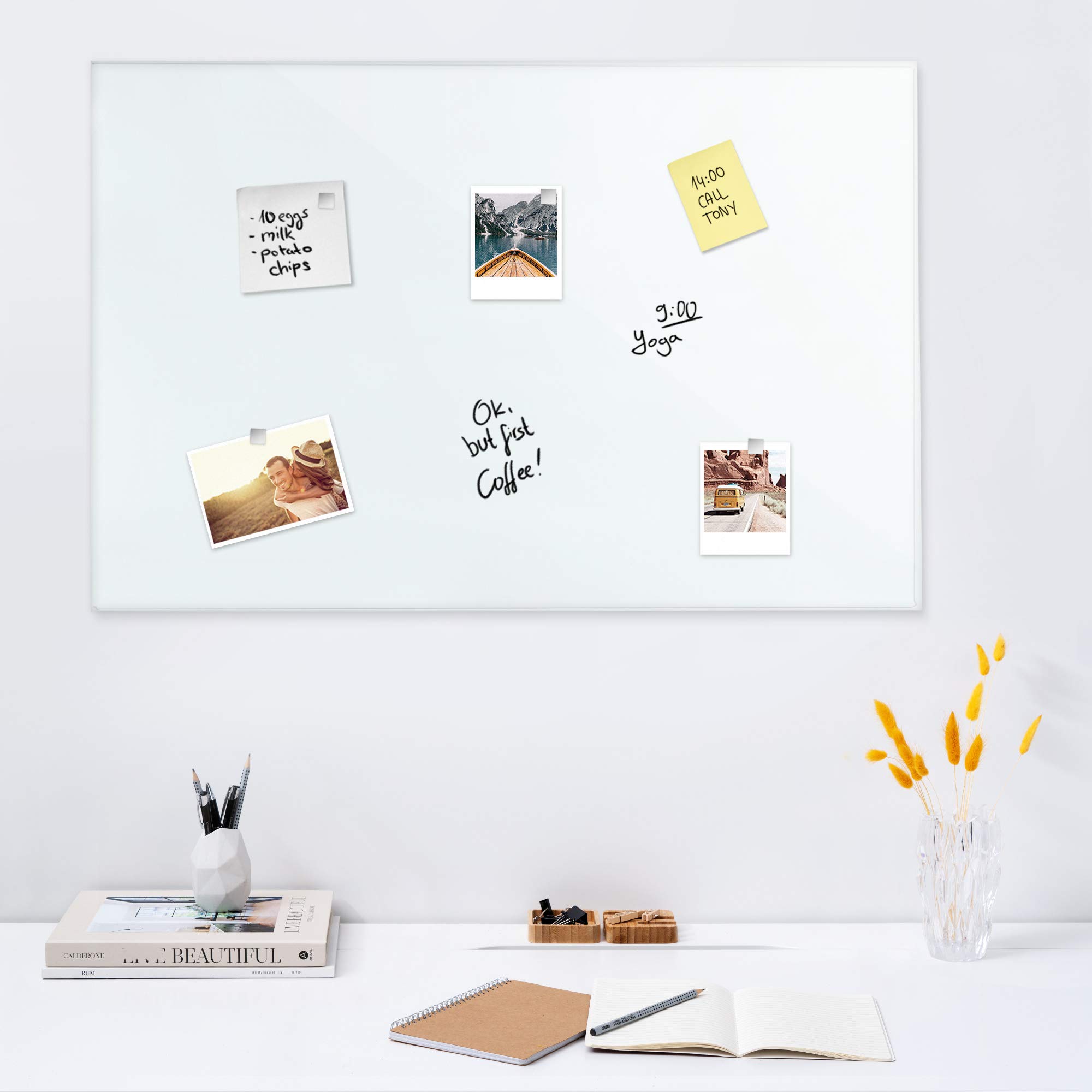 navaris-glas-magnettafel-90x60-cm-magnetboard-wei-beschriftbar image 2