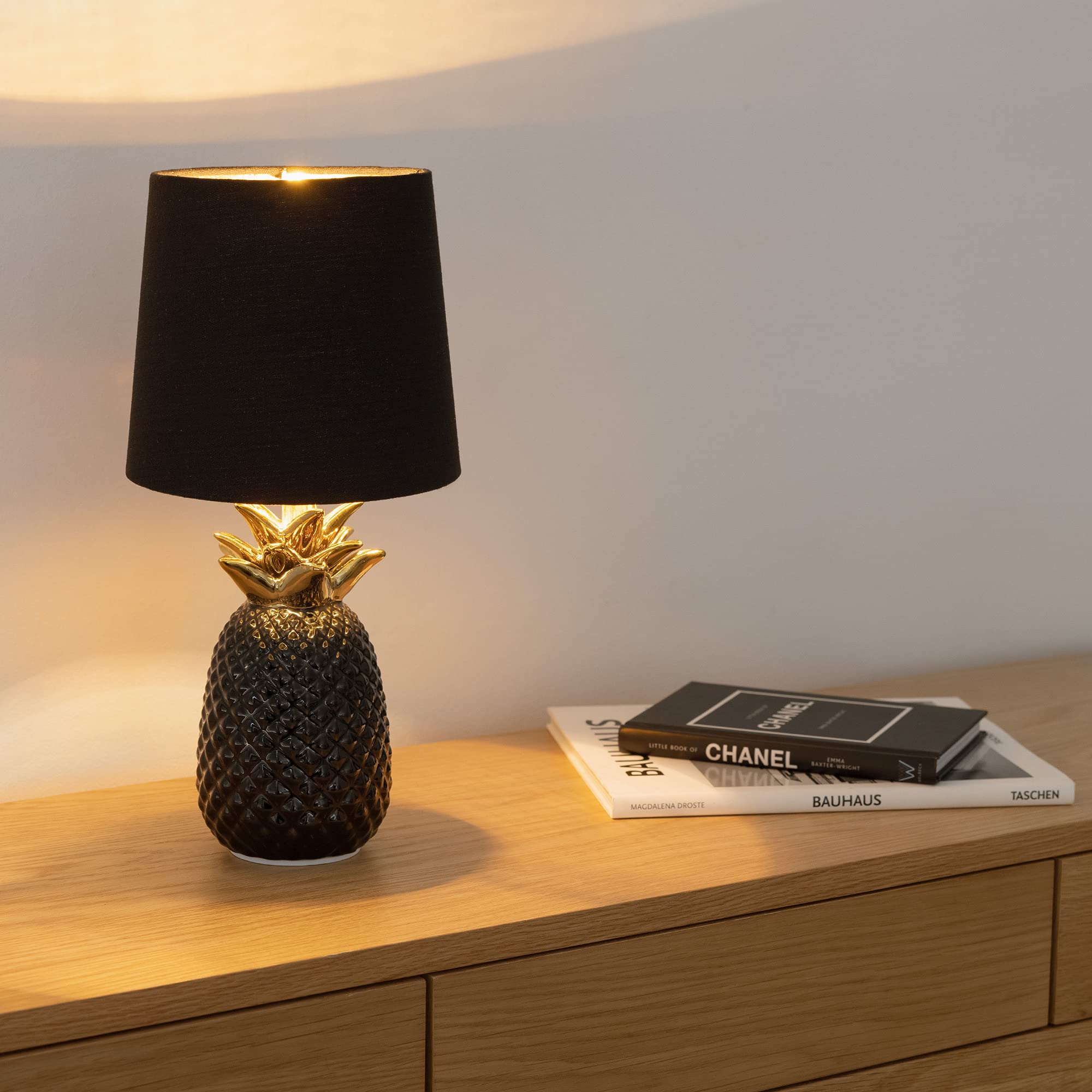 navaris-ananas-tischlampe-keramik-35-cm-schwarz-schwarz-e14 image 5