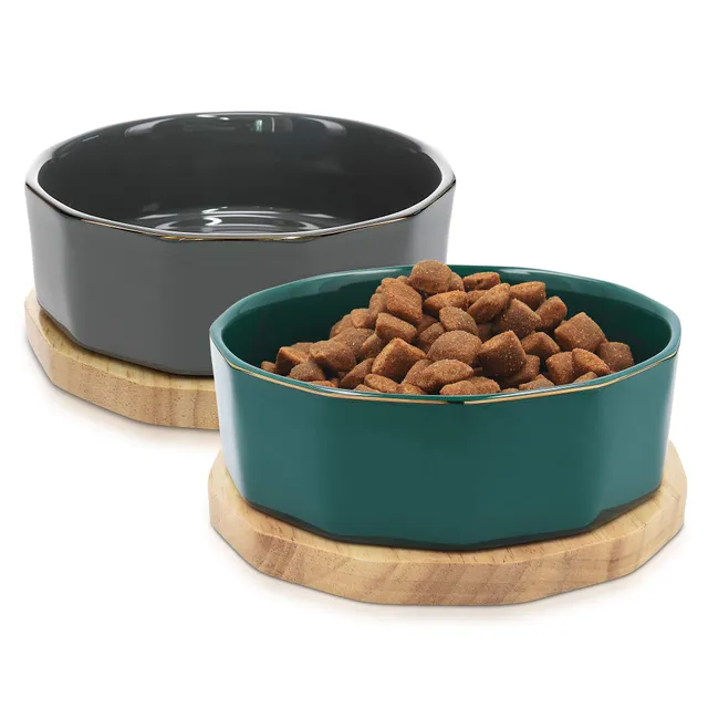 navaris-animals-fressnapf-set-keramik-2x-800-ml-eiche-petrol image 1