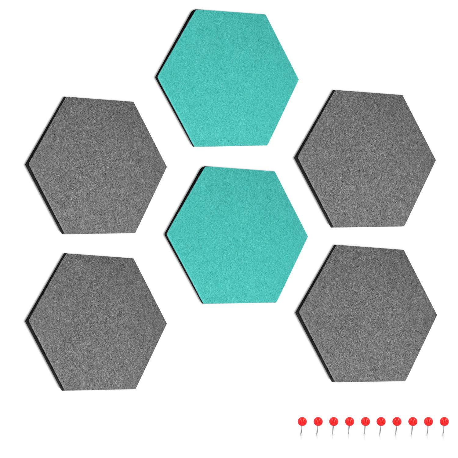 navaris-filz-memoboards-6x-sechseckig-grau-t-rkis-pinnwand image 7