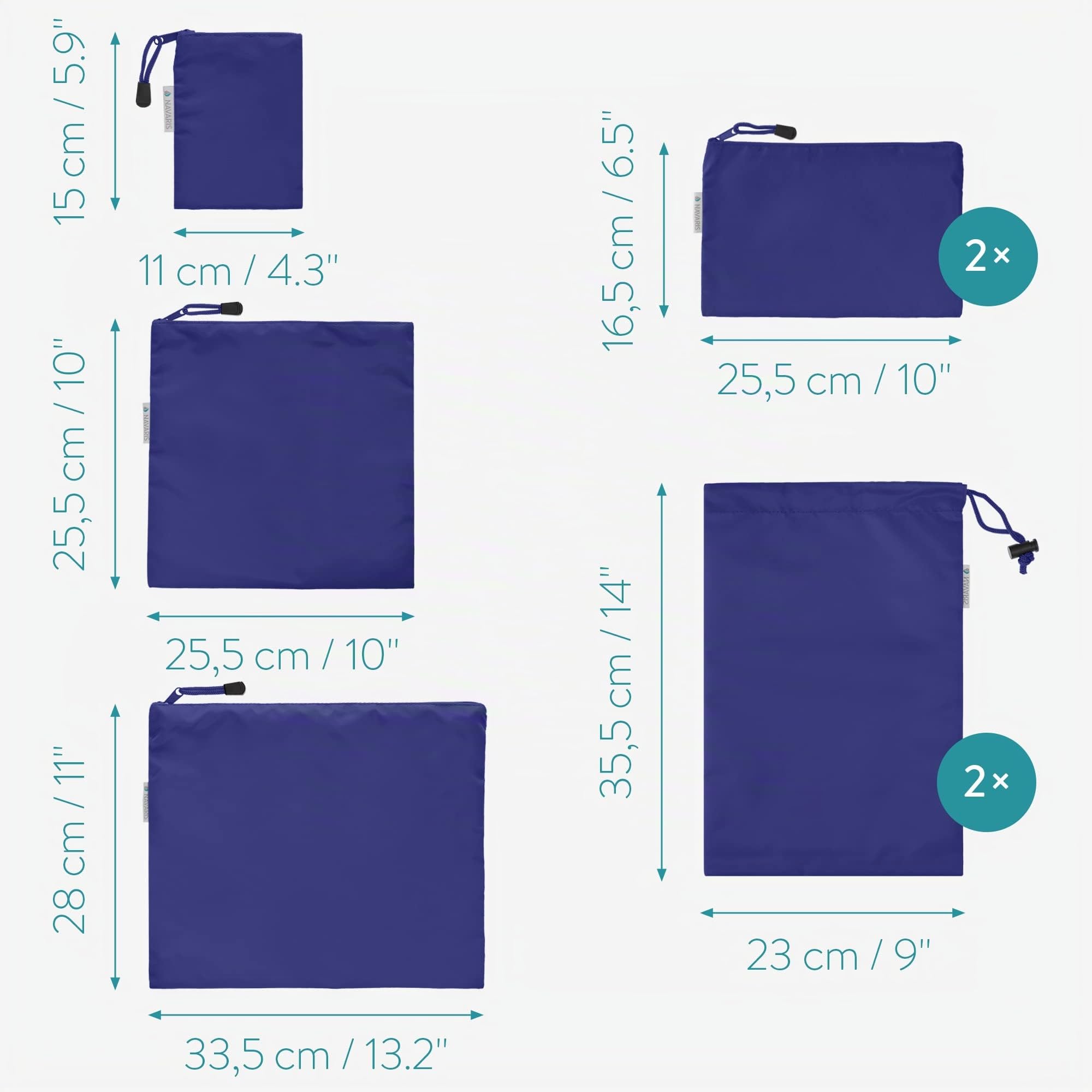 navaris-travel-koffer-packbeutel-set-7-teilig-packtaschen-dunkelblau image 4