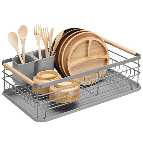 navaris-kitchen-abtropfgestell-geschirrkorb-grau-mit-besteckhalter image 8