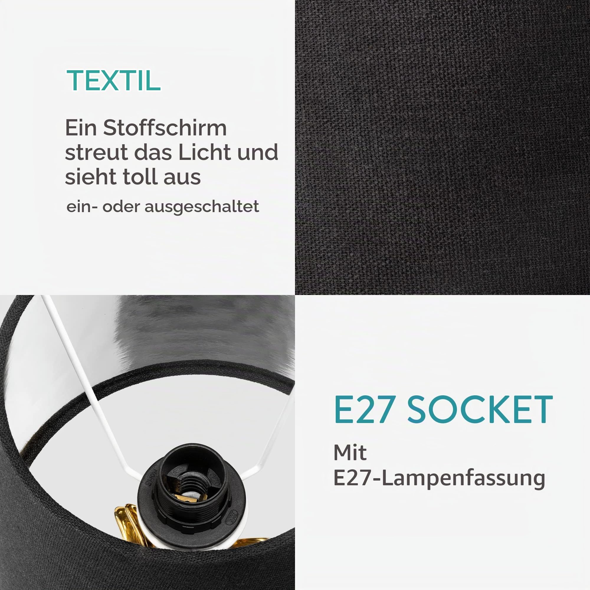 navaris-lighting-lampenschirm-e27-2er-set-schwarz-silber image 3