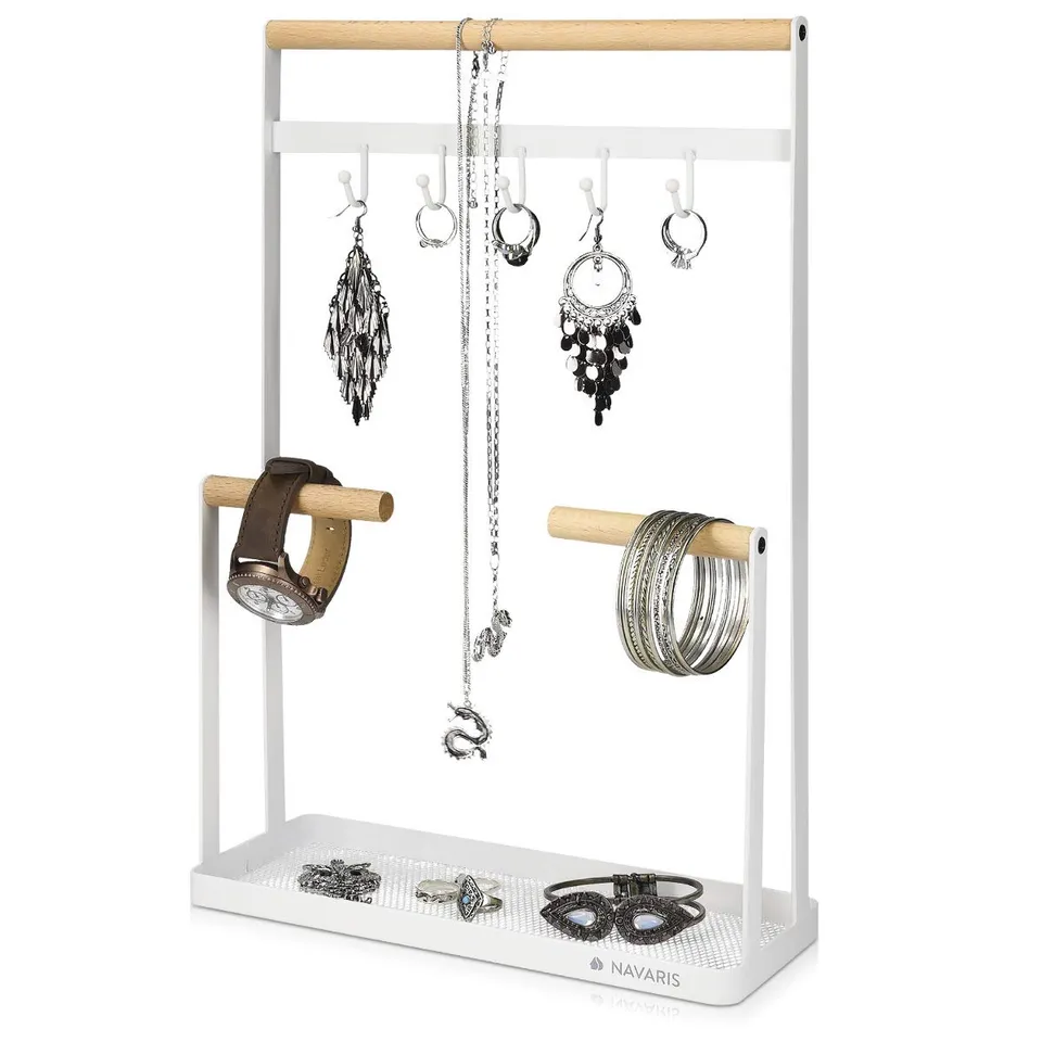 navaris-schmuckst-nder-holz-metall-kettenst-nder-41cm image 1