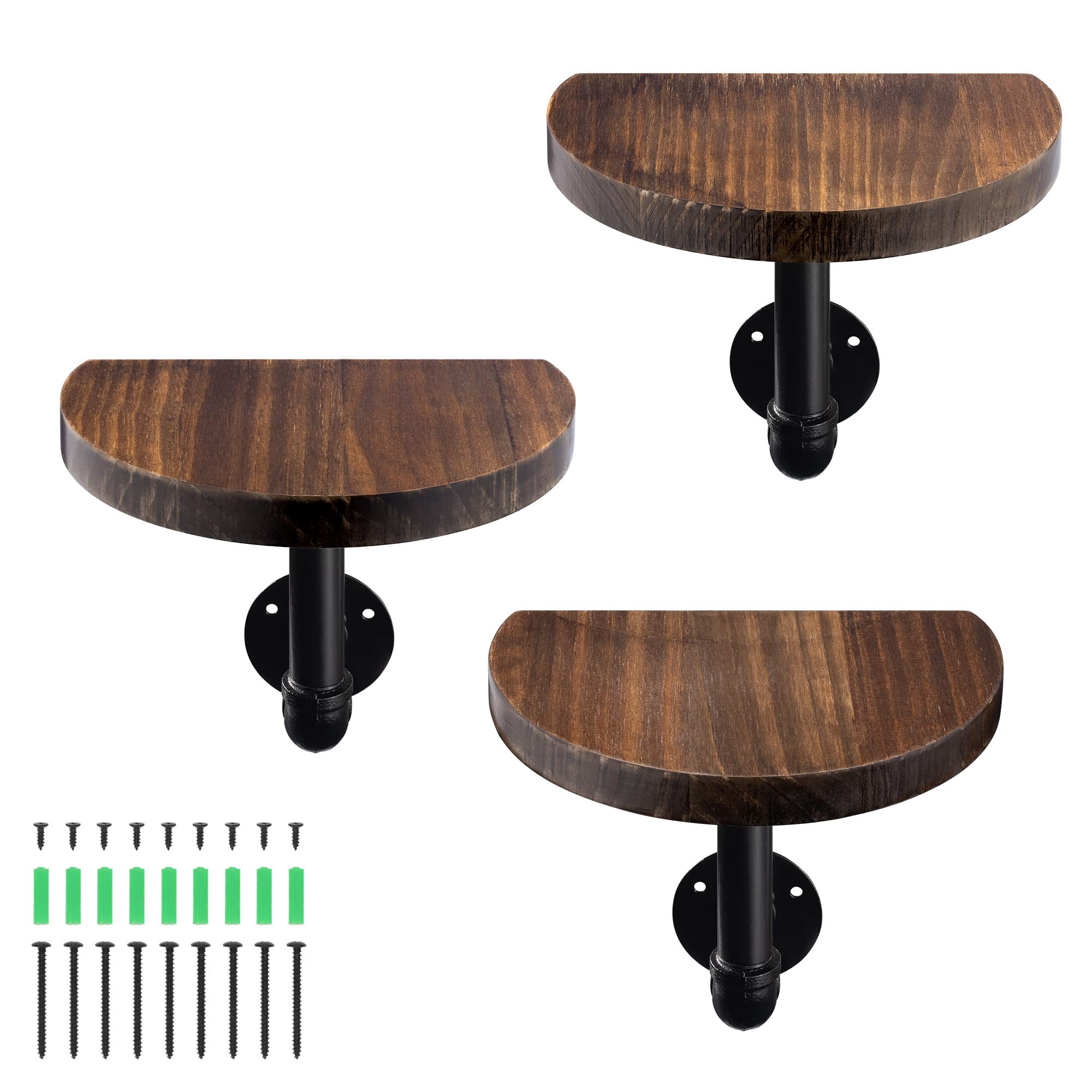 navaris-garden-wandregal-holz-metall-rund-3er-set-20x15cm image 7