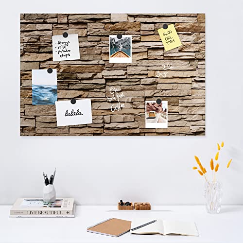 navaris-magnettafel-memoboard-60x40-magnetpinnwand-steinwand-braun image 8