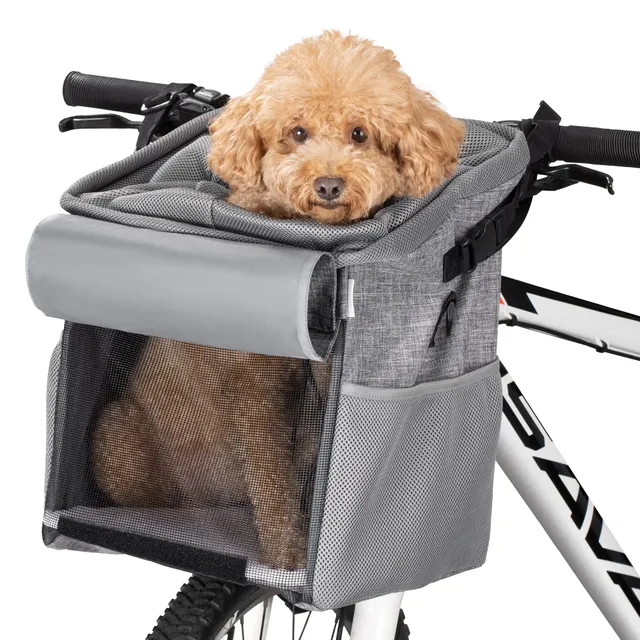 navaris-hundekorb-fahrrad-transportrucksack-grau-10-kg image 1