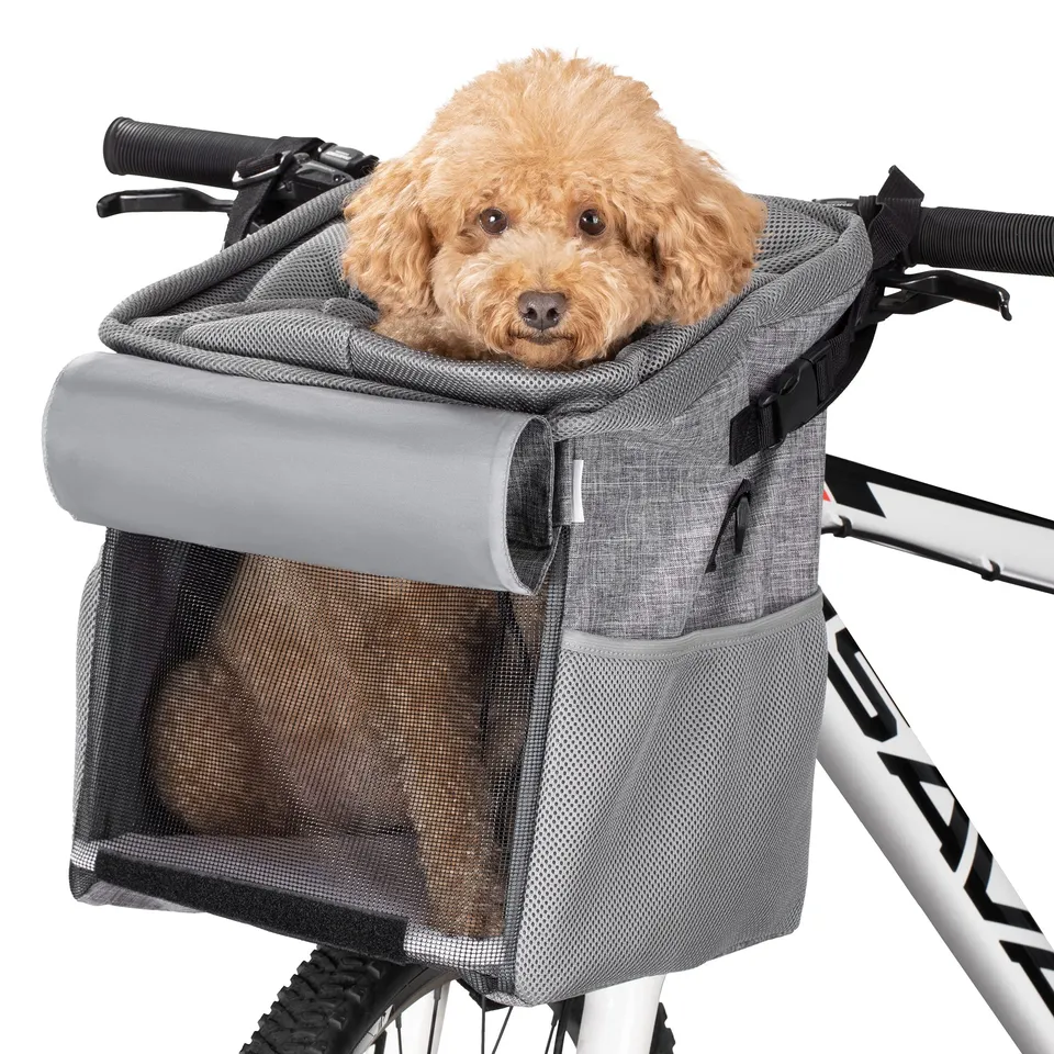 navaris-hundekorb-fahrrad-transportrucksack-grau-10-kg image 1