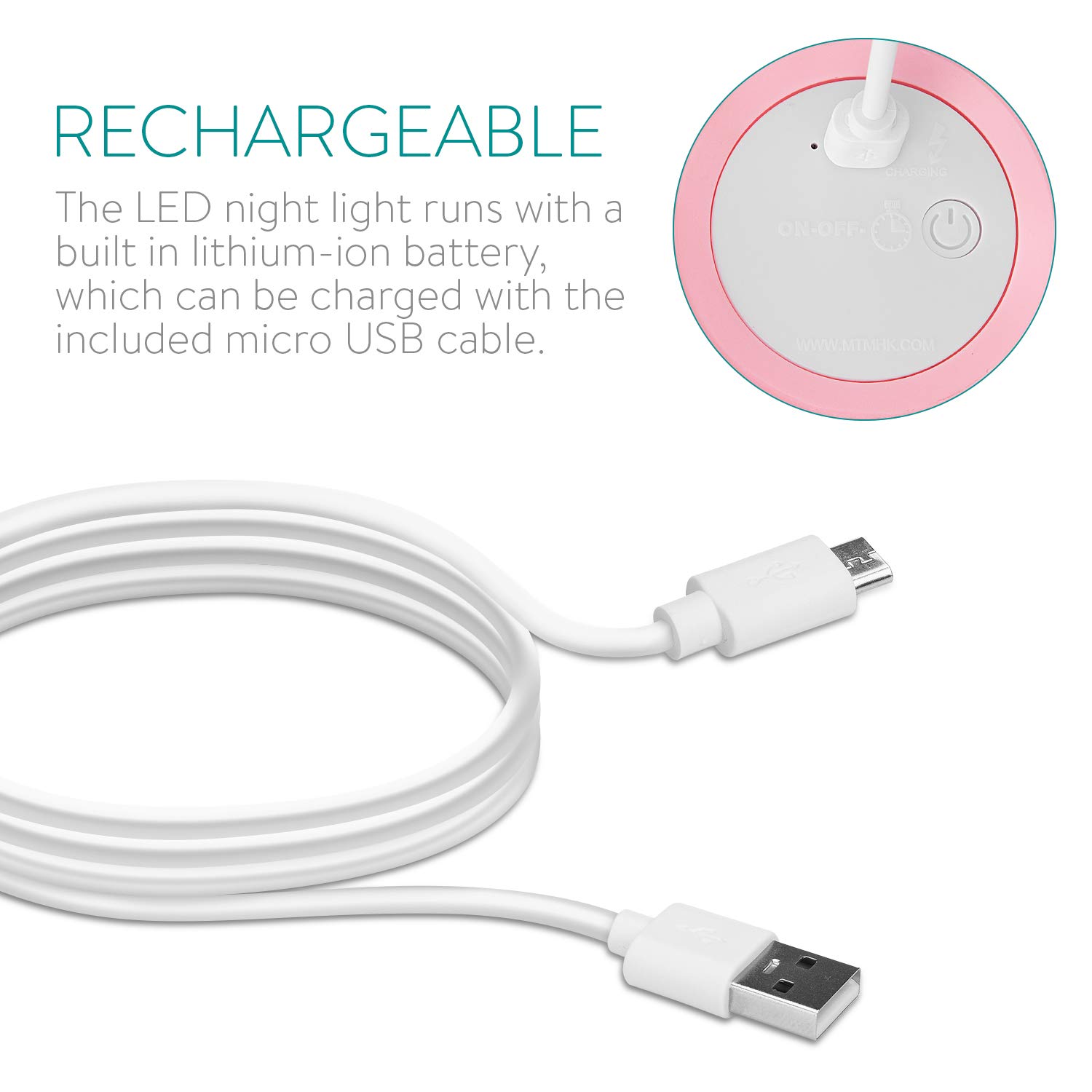 navaris-lighting-led-nachtlicht-einhorn-rosa-timer-aufladbar image 5