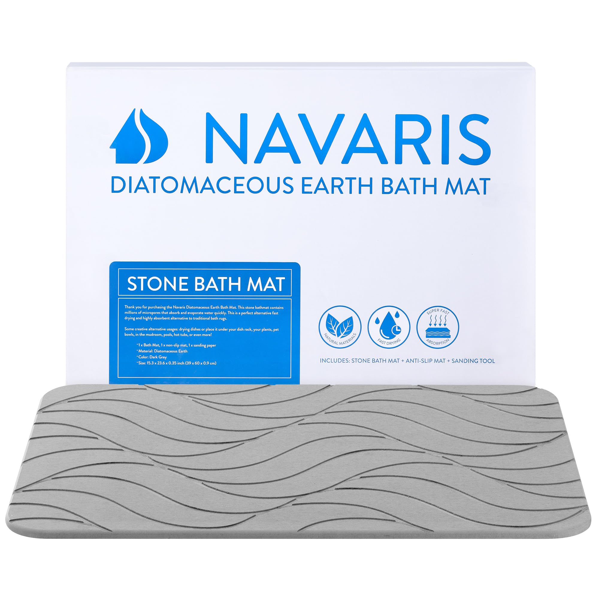 navaris-beauty-kieselgur-badematte-stein-dunkelgrau-60x39 image 1