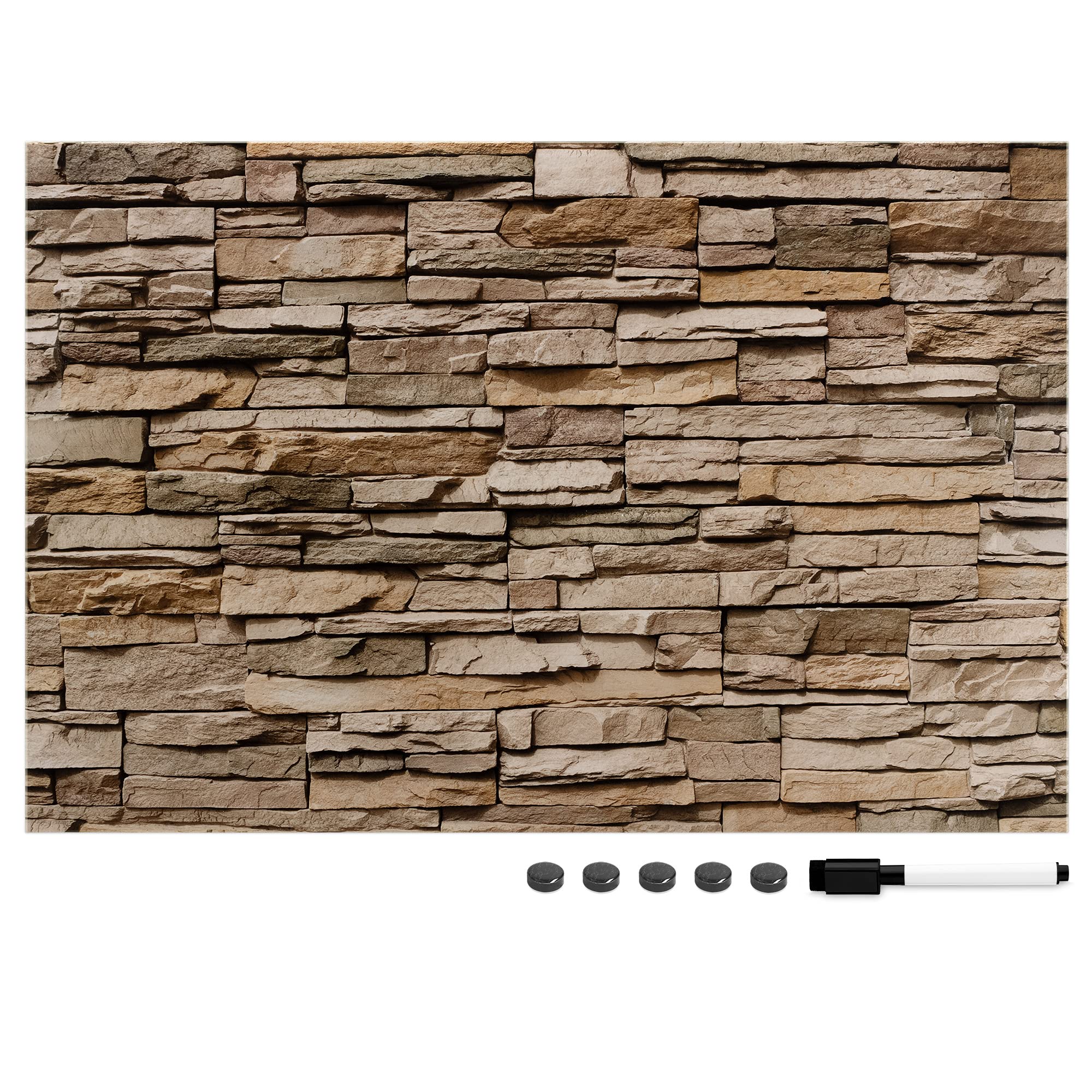 navaris-magnettafel-memoboard-60x40-magnetpinnwand-steinwand-braun image 5