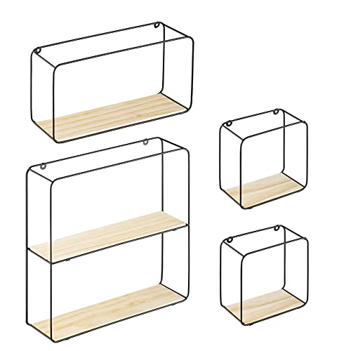 navaris-office-wandregal-4er-set-metall-holz-schwarz image 7