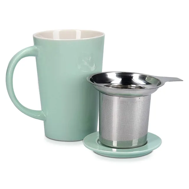 navaris-kitchen-teetasse-mit-sieb-375-ml-keramik-mintgr-n image 1