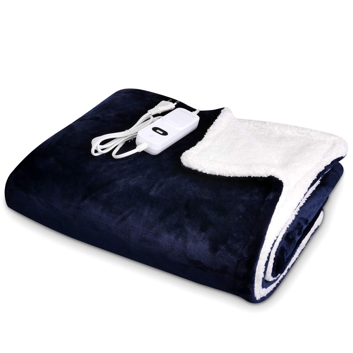 navaris-xxl-poncho-heizdecke-180x130-dunkelblau-wei-3-stufen image 1